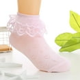 thumbnail image 7 of Mikilon Spring Girls' Solid Color Lace Socks Dance Breathable Summer Thin Mesh Socks Student Socks, 7 of 7