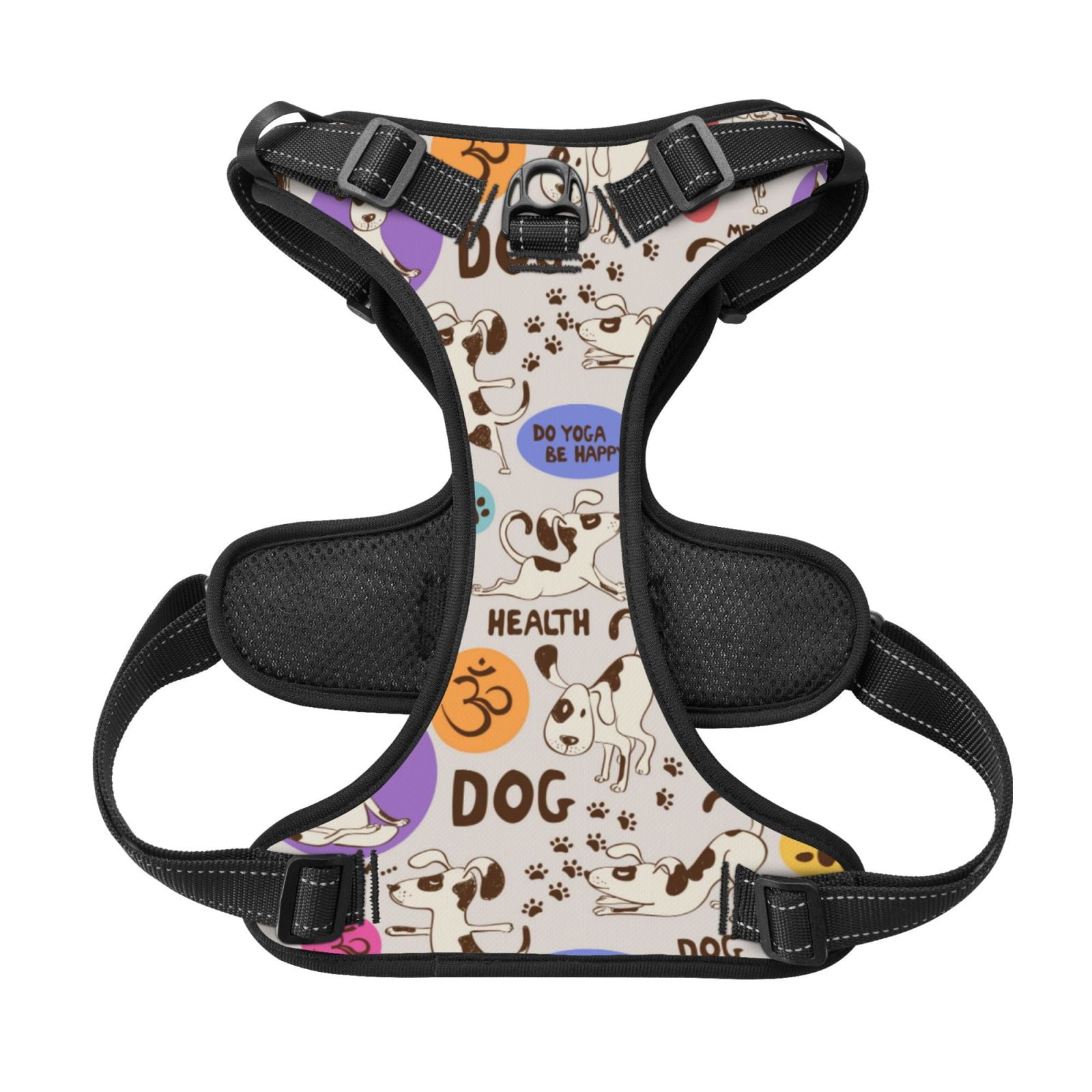 Picia Dog Doing Yoga No-Pull Dog Harness Reflective Front Clip Vest with Handle,Step-in Air Dog Harness,Adjustable 2 Metal Rings 4 Buckles,Easy to Put on & Take Off Medium