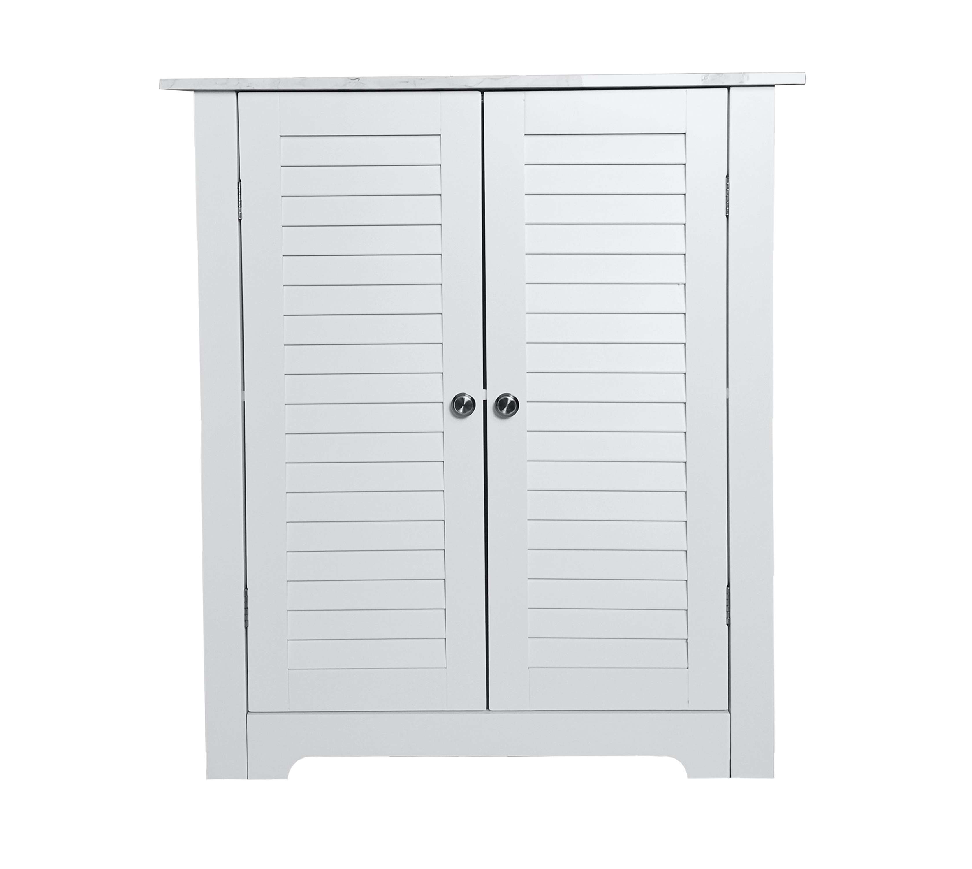 Kings Brand Furniture Freestanding Bathroom Corner Floor Storage Cabinet, White Marble