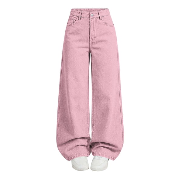 SERTGUTR Girls' Jeans High Waist Loose Fit Wide Leg Stretch Fabric Side Pockets Comfortable School Everyday Wear Pants