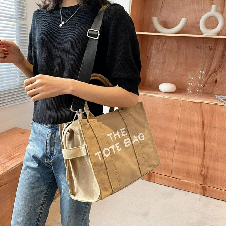 CoCopeanut Large Capacity Canvas Tote Women Shoulder Bag Letter