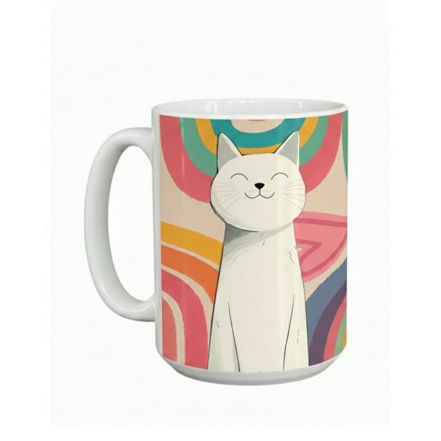 Taza de cerámica 445 ml diseño ilustrado de gatos