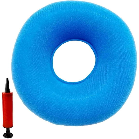 Donut Inflatable with Hemorrhoid Pump,Donut Seat Cushion,Ring Inflatable Seat Cushion with Air Pump,Soft Donut Cushion for Hemorrhoids,Tailbone Pain,Post-Operative Recovery(Light Blue)