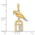 thumbnail image 3 of Auriga Fine Jewelry 14K Yellow Gold and White Rhodium D/C Bird on Bird Cage Pendant for Women, 3 of 6