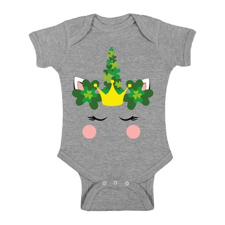 

Pattys Unicorn Romper for Baby Girls 6M 12M 18M St Patrick s Day One Piece Top Short Sleeve Lucky Irish Bodysuit