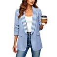 thumbnail image 2 of Busydd Striped Blazers for Women Long Sleeve Open Front Suit Jackets for Women Business Casual Lapel Suit Blazer with Pockets S, 2 of 7