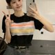 thumbnail image 2 of Camisetas de punto para mujer, ropa de calle con paneles, combinables, dulces, para estudiantes, camisetas de manga corta, temperamento, ocio, verano, moda chic, 2 of 6