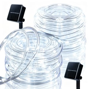 Rirool 2-Pack Solar Rope Lights 33ft 100 LED White 8 Modes