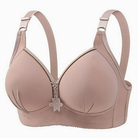 Popular Picks Women s Plus Size Bra  Gathered Upper Support  Sagging Adjustment  No Steel Ring  Thin Underwear  Elderly Mother  Comfort Fit  Curvy Fit Pants|Nylon Spandex Pink Sopatenor