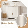 thumbnail image 5 of 30 Inch Bathroom Vanity with Ceramic Sink, Freestanding Bathroom Sink Cabinet with Fluted Doors, 2 Doors and 1 Drawer, Adjustable Shelf, Modern Bathroom Storage Combo, White, 5 of 10