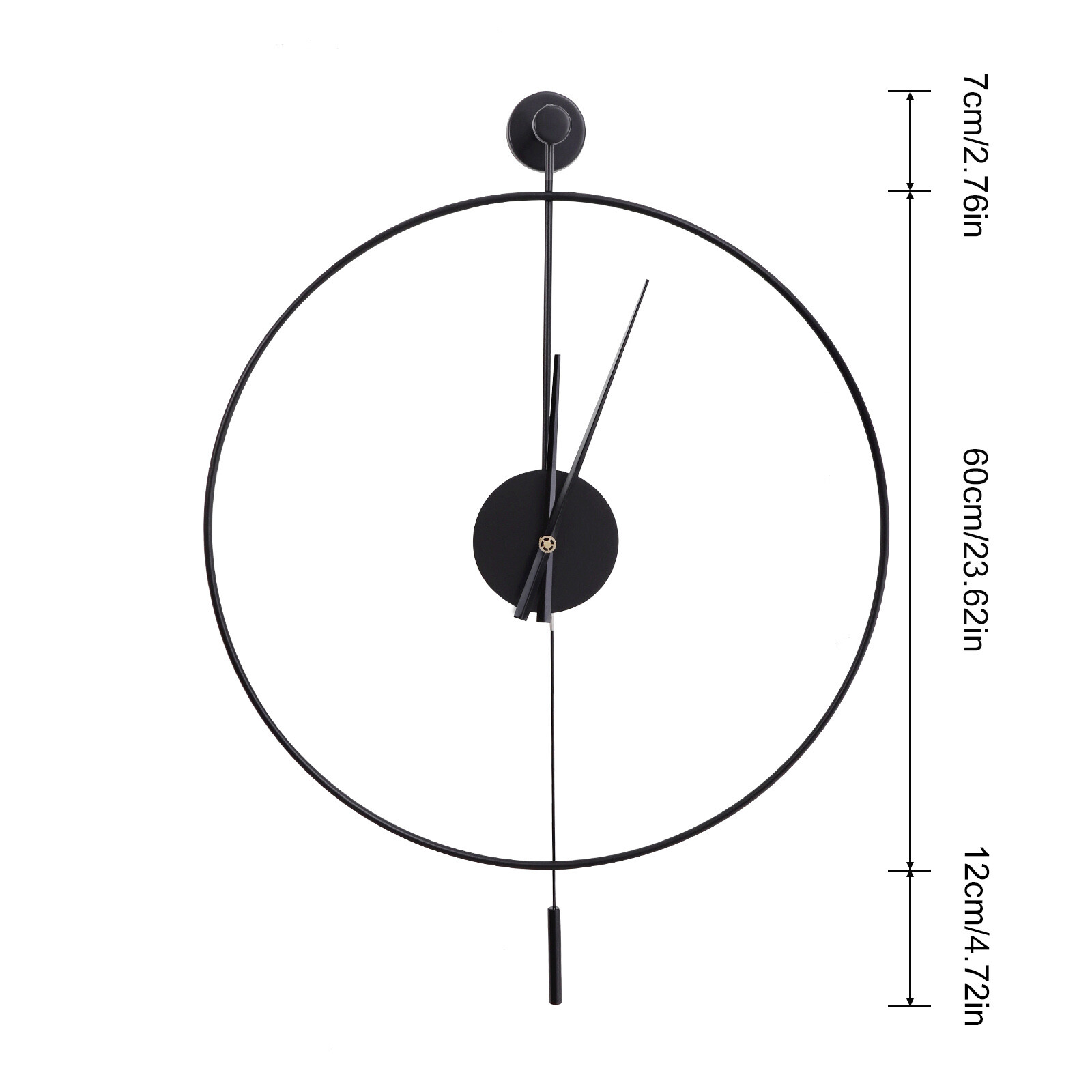 Classical Large Decorative Wall Clock with Pendulum Non-Ticking Silent Metal Wall Clocks for Living Room