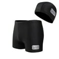 thumbnail image 2 of guisaled Men Athletic Swim Trunks Quick Dry Compression Square Leg Swim Brief Swimsuit with Swimming Cap, 2 of 6