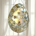 thumbnail image 2 of Easter Egg Suncatcher Stained Glass Style Window Hanging Decoration Gold and Pearl, 2 of 6