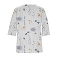 thumbnail image 4 of Aloohaidyvio Tops and Blouses ,Women Solid T-Shirt Mid-Length 3/4 Sleeves Blouse Round Neck Casual Tops, 4 of 4
