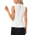 thumbnail image 3 of INSPIRE CHIC Women's Halter Tops Beaded Mock Neck Keyhole Sleeveless Cocktail Peplum Blouse L White, 3 of 5