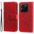 thumbnail image 1 of For Xiaomi Redmi Note 14 4G (164.84mm) Case PU Leather Wallet Floral Phone Cover Stand View - Green, 1 of 5