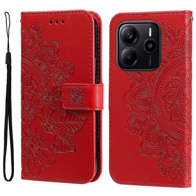 For Xiaomi Redmi Note 14 4G (164.84mm) Case PU Leather Wallet Floral Phone Cover Stand View - Green