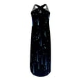 thumbnail image 3 of TAGOLD Womens Summer Dresses,Women's Printed Sleeveless Cross Front Neck Long Dress Black L, 3 of 4