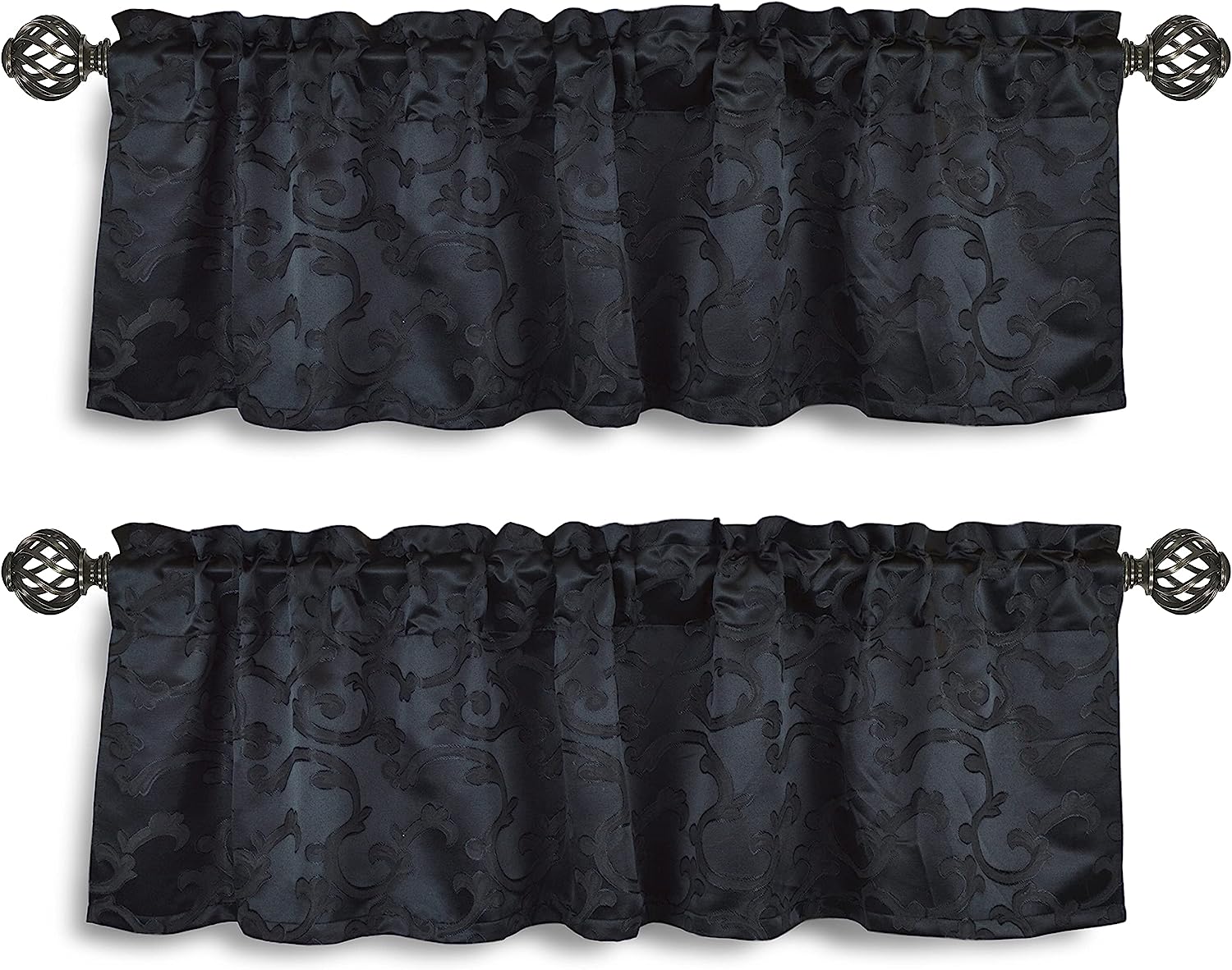 Damask Jacquard Window Valances 2Pack 56" X 16" Rod Pocket Curtain