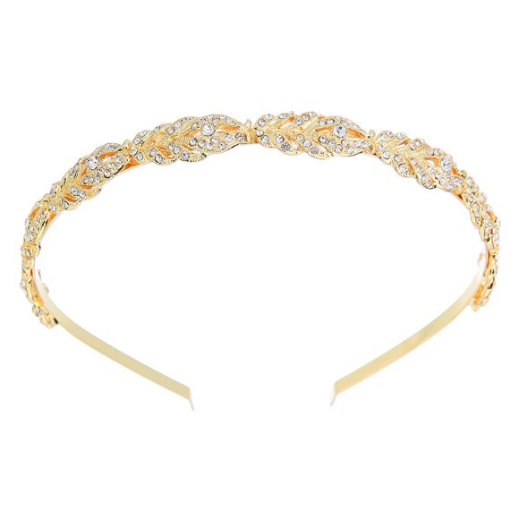 Fodattm Diadema con Corona de Flores y Diamantes de imitación para Fiesta de Bodas, Diadema para el Cabello, Tocado de Cristal para Novias, Accesorios para el Cabello para Novias y Damas de Honor (Oro