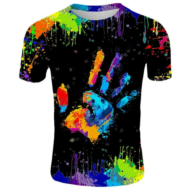 Men‘S New Summer T-Shirt With Neck Short Sleeve Blue Flame 3D Printed Top