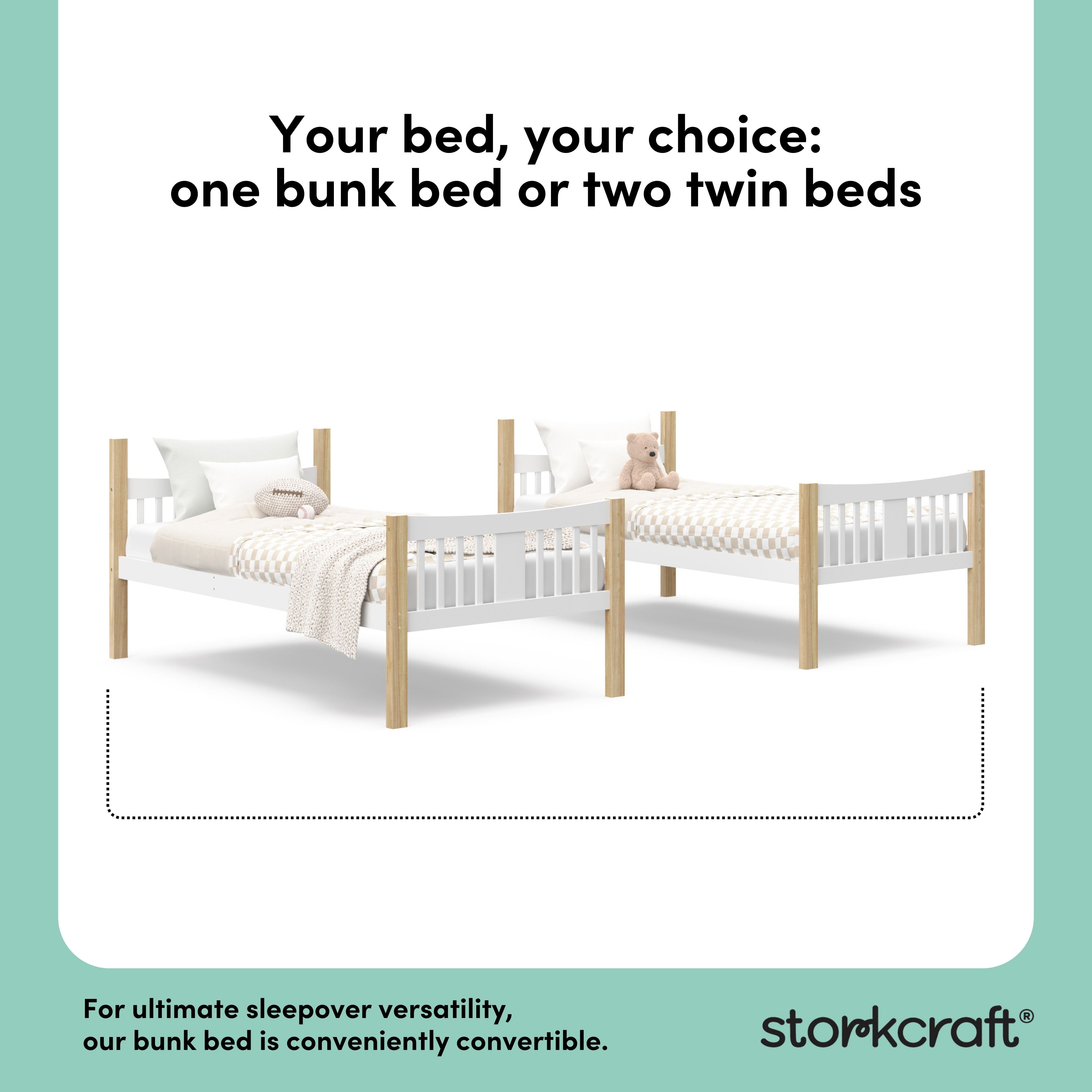 Storkcraft Caribou Twin over Twin Bunk Bed, White/Natural