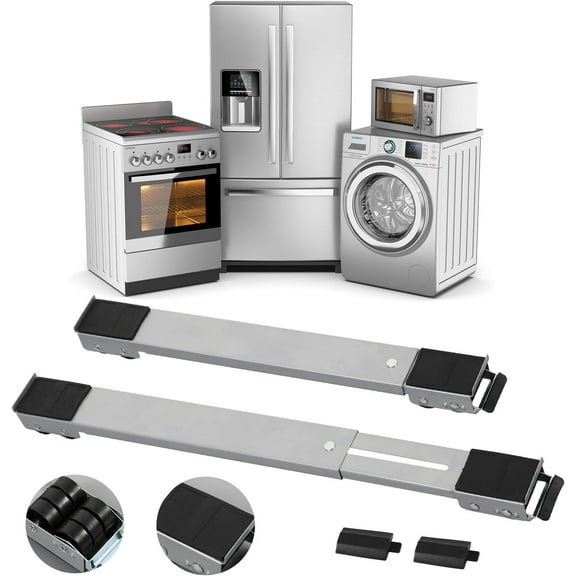 YUNMEIYI Appliance Rollers Heavy Duty Washing Machine Stand with Wheels, Furniture Dolly Mobile Roller for Refrigerators, Dryers and Dishwashers, Support 660 LB, Gray