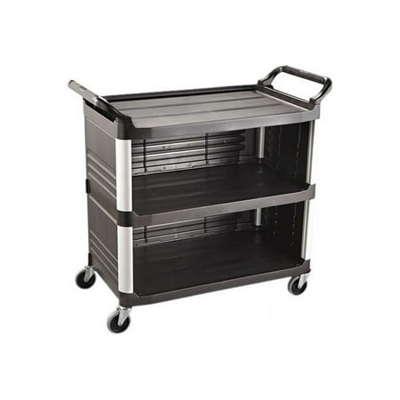 Rubbermaid Commercial Xtra Utility Cart, 300-lb Capacity, Three-Shelf, 20w x 40.63d x 37.8h, Black -RCP4093BLA