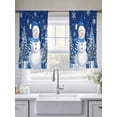 thumbnail image 5 of Christmas Snowman Sheer Curtains 45 inches Long, Snowman Xmas Tree Snowflakes Navy Blue Light Filtering Sheer Window Curtains Rod Pocket Voile Drapes for Bedroom Living Room, 2 Panels 52"W x 45"L, 5 of 6
