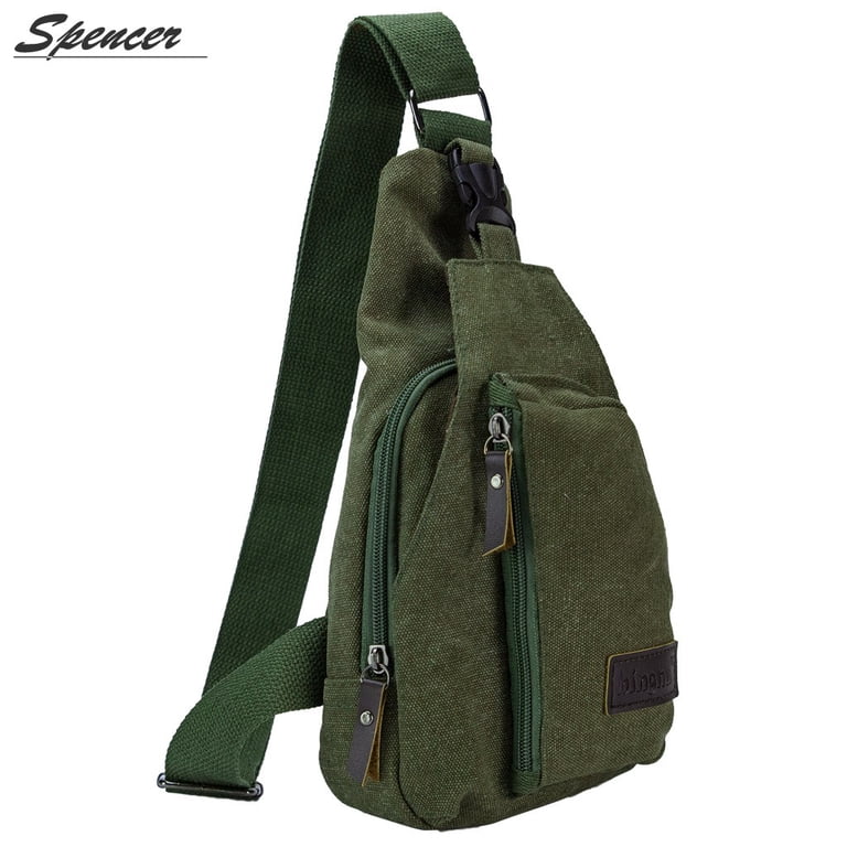 Canvas sling bag crossbody mini backpack women casual travel purse green Canvas Sling Crossbody Bag for Women Men, Daypack Sling Bags  main image 3