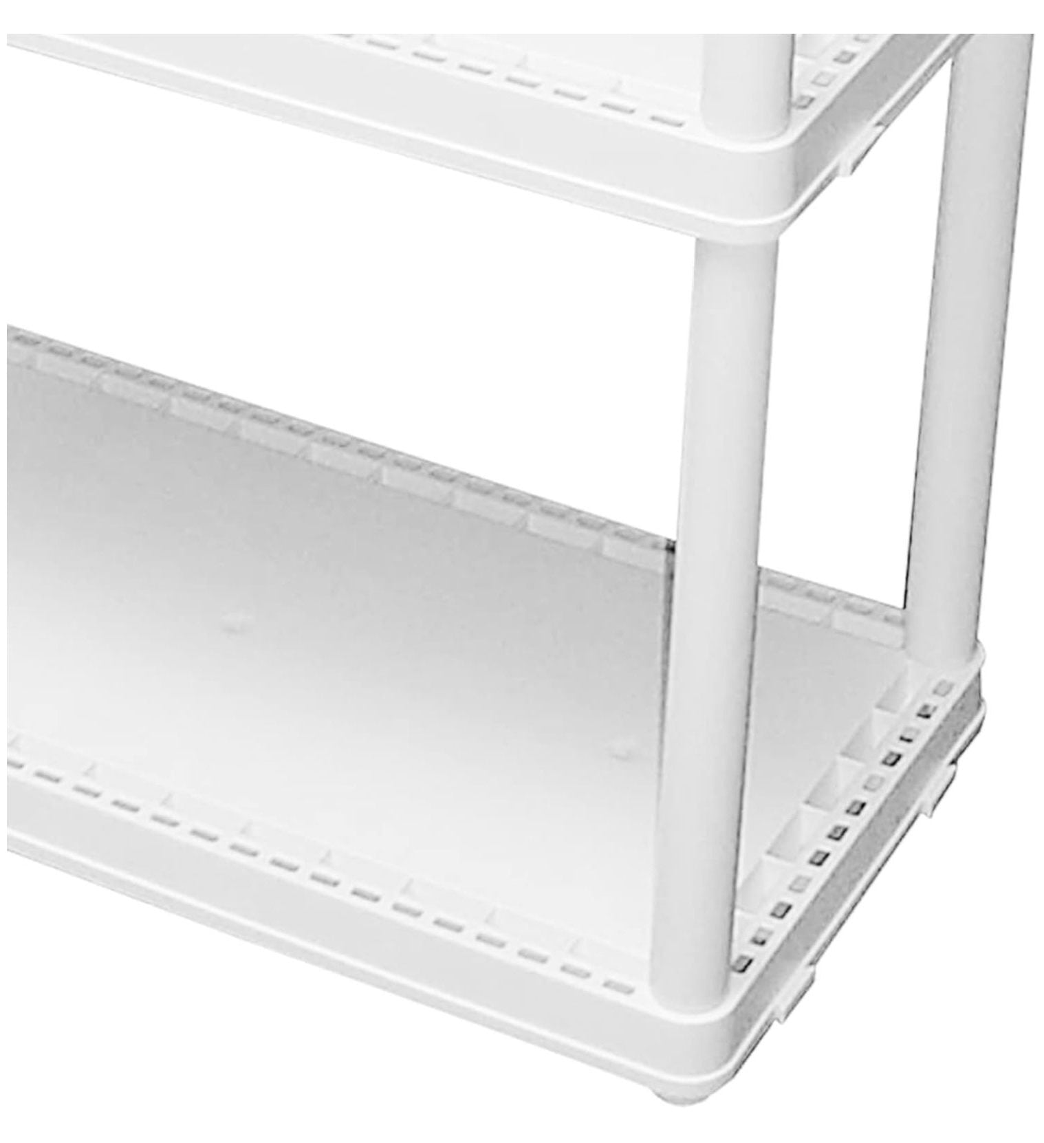 HeSLehs 3 Shelf Knect-A-Shelf Ventilated Light Duty Storage Unit Organizer System for Home, Garage, Basement, and Laundry, White