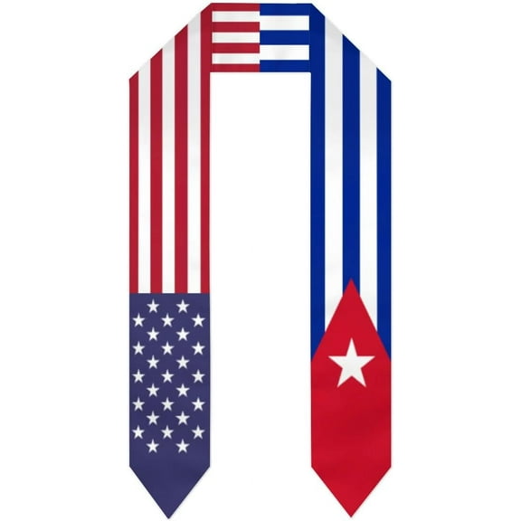 Cuba & USA United States Flag Graduation Stole For International Student Stole Pride Cheers Shawls