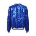 thumbnail image 2 of TSSOE Kids Girls Sparkly Sequin Baseball Jacket Coat Long Sleeve Zip Up Outerwear Dancing Party Royal Blue 10, 2 of 7