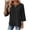 Black, variant on V Neck Criss Cross Tops for Women Lightweight Soft 3/4 Sleeve Solid Color Shirts Relaxed Casual Trendy Early Fall Blouses S