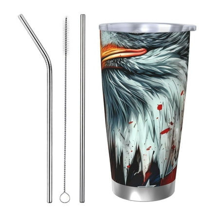 

Goofa USA Bald Eagle for 20 oz Skinny Tumbler Stainless Steel Coffee Mug Slim Vacuum Insulated Travel Cup Car Cup-Straw Three-piece Set
