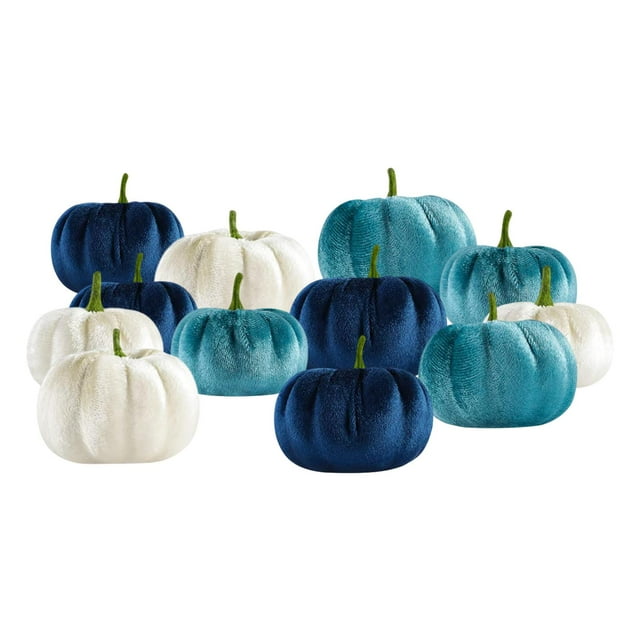 yuksok 12 Pieces Small Mini Velvet Pumpkins Artificial Pumpkins Decorative Pumpkins for