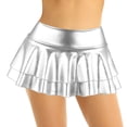 thumbnail image 3 of Eandarui Women Holographic Metallic Pleated Mini Skirt Layered Ruffle Rave Carnival Festival Costume Gold XXL, 3 of 3