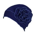 thumbnail image 3 of Abbracc For Ladies Solid Elastic Flower Hat Turban Chemo Cancer Hair Loss Cap Head Wrap navy, 3 of 9