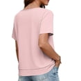thumbnail image 4 of Blczomt Cute Casual Tops for Women Pink Tops Short Sleeve Lightweight Blouse for Women,M, 4 of 7