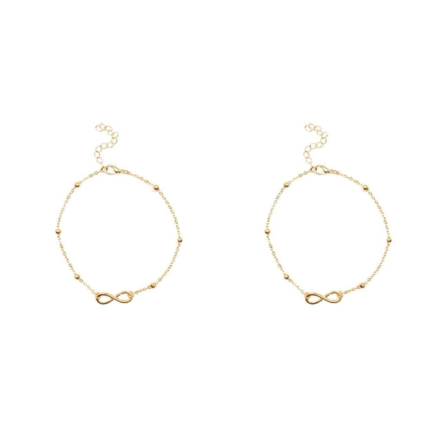 Minnieouse Tobillera para niñas, cadena para pies, adornos encantadores para tobillos, joyería creativa, accesorio de moda, cadenas para pies para dorado en forma de 8 2piezas Minnieouse CBP200238