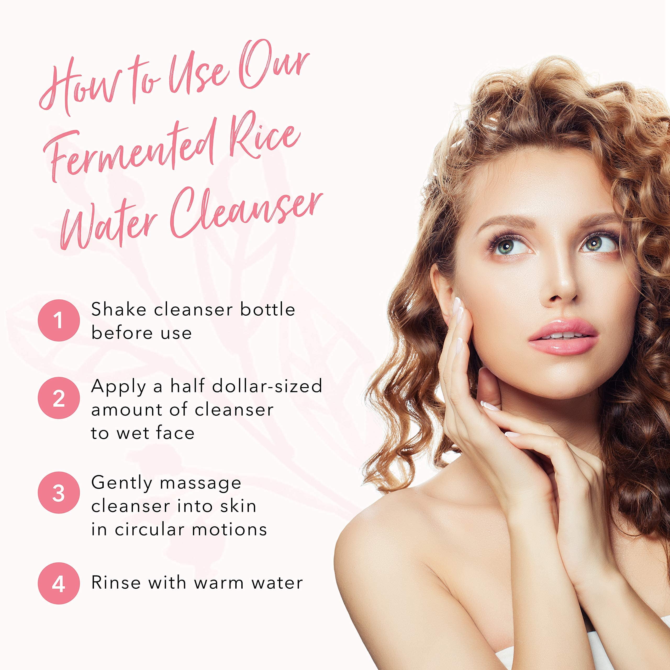 100% PURE Fermented Rice Water Cleanser, Face Wash, Skin Care For All Skin Types, Daily Makeup Remover, Natural Face Wash for Clear Skin - 3.4 Fl Oz