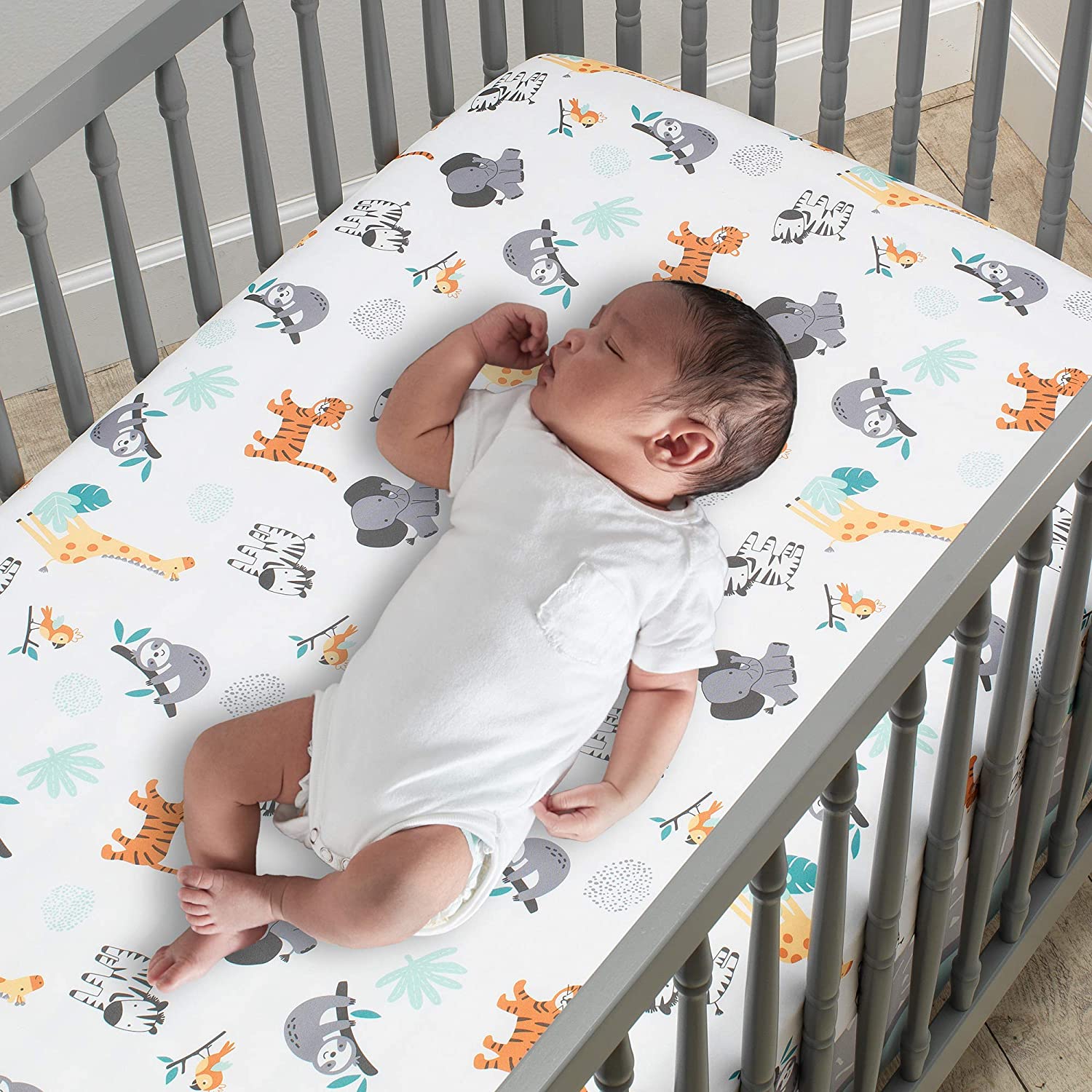 Mighty Jungle 3-Piece Crib Bedding Set with Quilt Sheet and Skirt