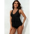 thumbnail image 5 of Attraco Womens V-neck Tankini Tops Ruffle Layered Padded Swimsuits Top UPF 50+ Flowy Bathing Suits Swimwear Top Only, 5 of 6