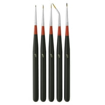 U.S. Art Supply 5 Piece Miniature Tight Spot Micro Fine Detail Art & Beauty Taklon Brush Set with Wood Handles