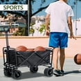 thumbnail image 3 of Oxford Fabric Camping Trolley, Collapsible Folding Wagon Cart with Brakes, Heavy Duty Garden Cart with All Terrain Wheels, Beach Wagon Cart, Adjustable Handle, Large Capacity-1 Set, 3 of 8