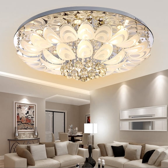 Modern Crystal Chandelier Luxury Flush Mount Ceiling Lamp Pendant Dia 80 cm 110V 36-50W 31.5*4.33in for A Hallway, Living Room, Cafe