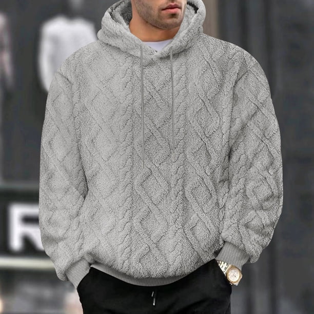 pstuiky camisas de manga larga para hombre, Sudadera con capucha de manga larga con bolsillo y cordón de forro polar de color liso para hombre camisetas de hombre m