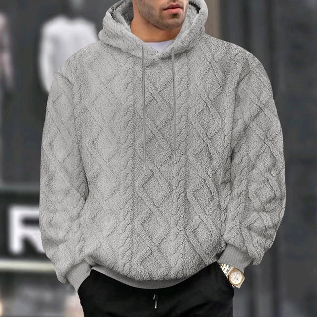 pstuiky mangas largas para hombre, Sudadera con capucha de manga larga con bolsillo y cordón de forro polar de color liso para hombre salir tops xl