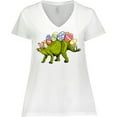 thumbnail image 3 of Inktastic Easter Bunny Stegosaurus with Eggs and Pink Ears Women's Plus Size V-Neck T-Shirt, 3 of 5
