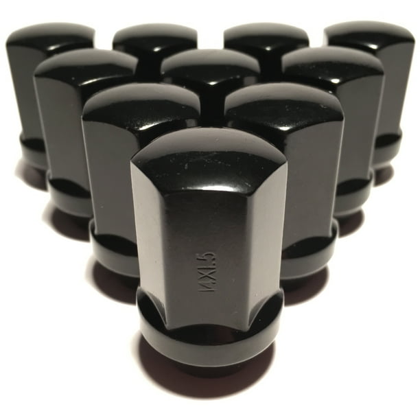 10 Black Camaro 14x1.5 OEM Solid Style Lug Nuts 22mm Hex CTSV 7/8" Hex